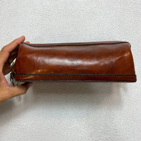 VINTAGE Utili-Kit Leather Bag Mens Brown Leather Travel Case 12" - Picture 5 of 11